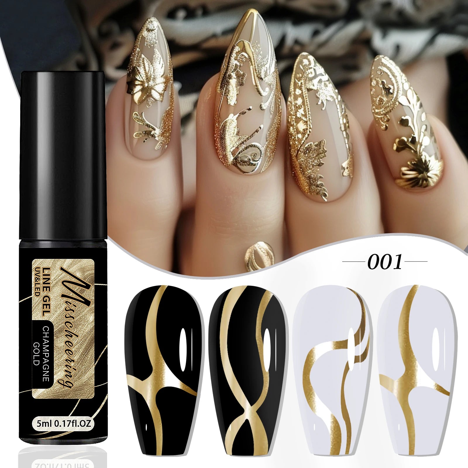 Gold Silver Glitter Liner Gel Nail Polish Super Bright Sparkling Glow In Dark French Line Semi Permanent Nail Painting UV Gel