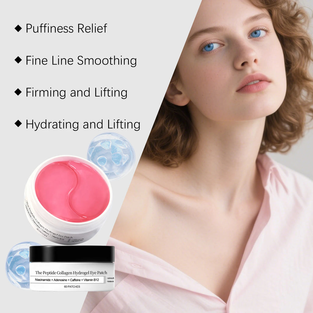 Patch pour les yeux en hydrogel de collagène peptidique Réduire les rides, les cernes avec le peptide de cuivre, la niacinamide, le gel hydratant raffermissant, coussinets pour les yeux