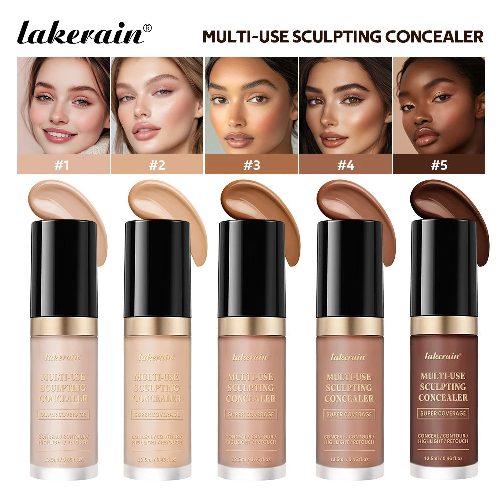 Lakerain – correcteur imperméable, 5 couleurs, fond de teint mat, haute couverture, contrôle de l'huile, pour cicatrices d'acné et cernes, cosmétiques