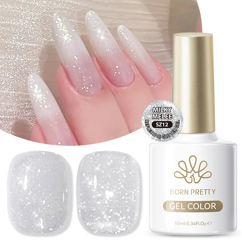 BORN PRETTY 10ml Gold Water Light Cat Magnetic Gel Polish Spaking Glitter Crystal Black Soak Off UV LED Vernis Manucure