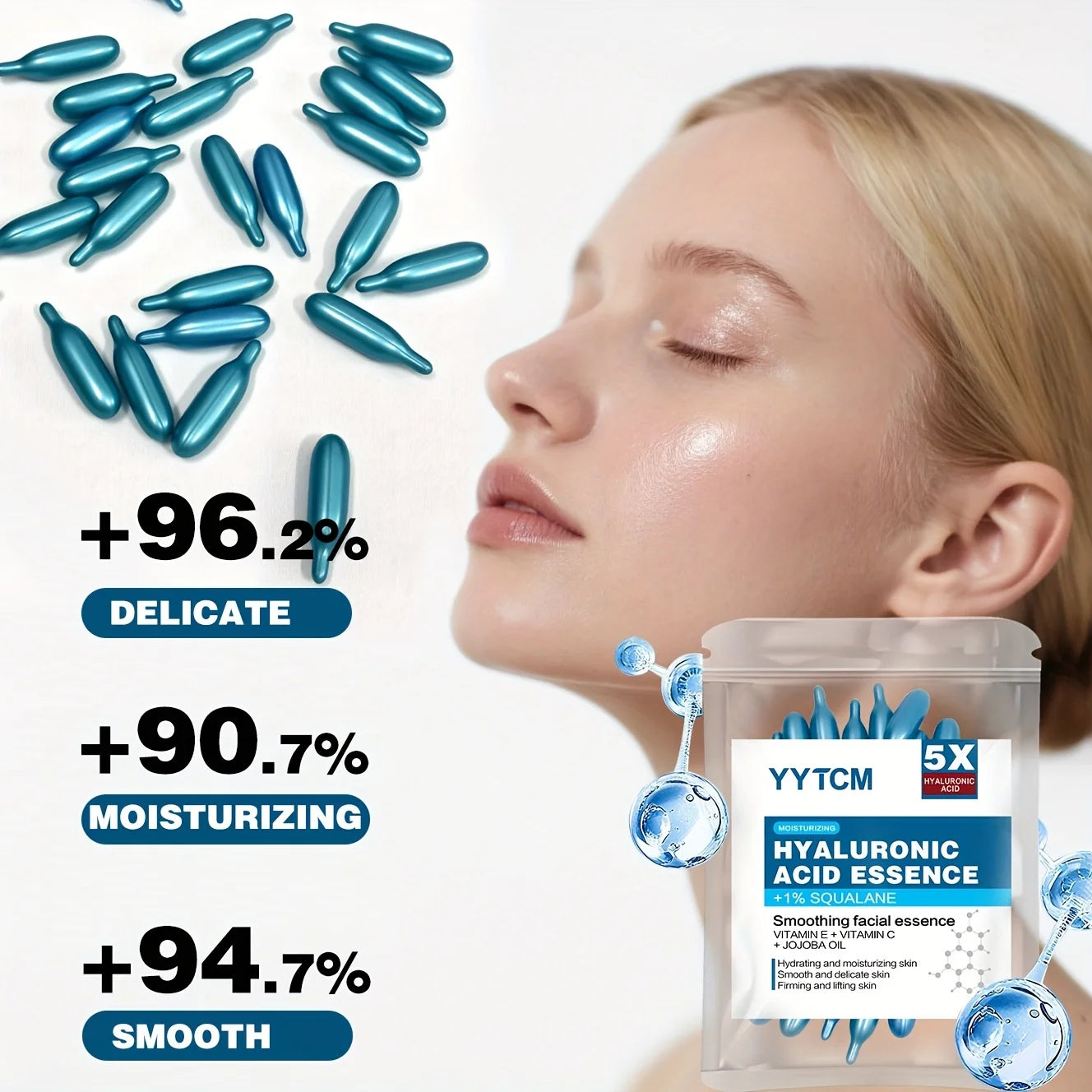 capsule hydratante profonde d'acide hyaluronique, essence cutanée hydratante et éclaircissante (0,4 g x 30 capsules)/sac -1 sac