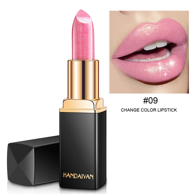 Rouge à lèvres brillant doré tube noir, rouge à lèvres hydratant perle 9 couleurs disponibles