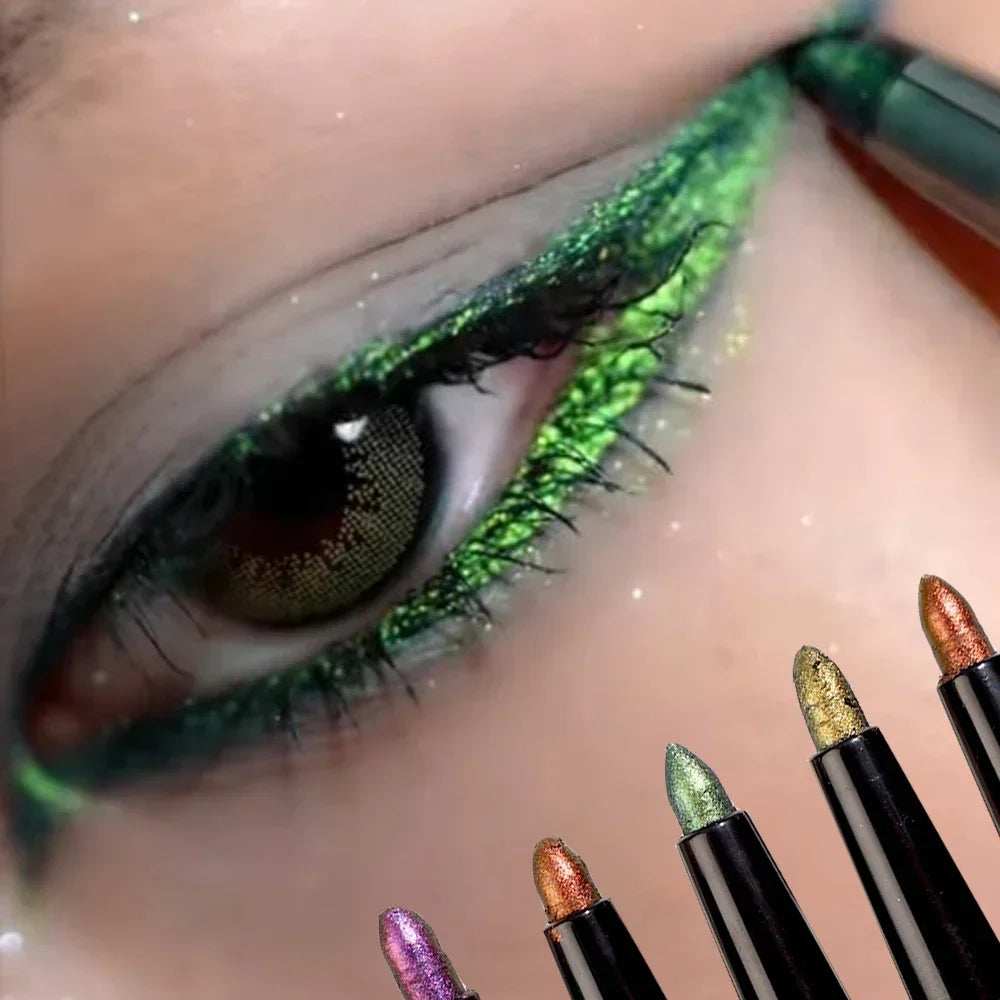Stylo à eyeliner multi-chromes, fard à paupières métallique brillant à paupières brillant couché ver à soie vert violet maquillage pigment paillettes Aurora eyeliner