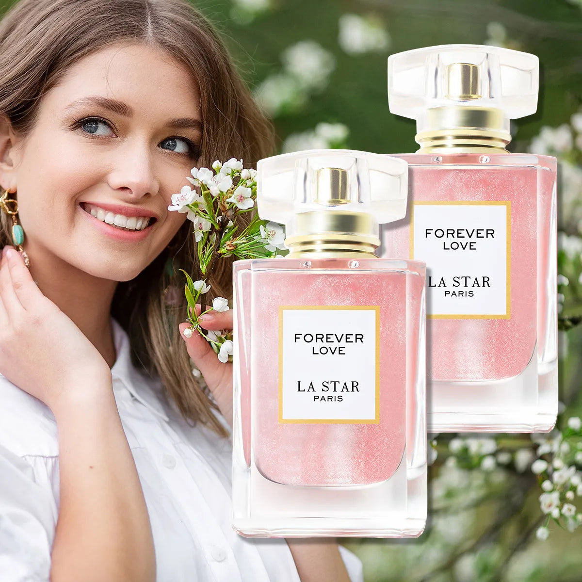 Parfum longue durée pour femmes LASTAR, deux flacons d'un total de 110 ml/3,72 fl oz, parfum rose et jasmin, cadeaux de Noël/Nouvel An