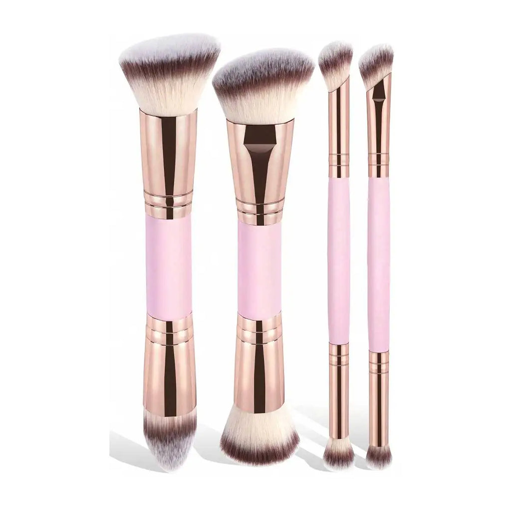 Ensemble de pinceaux de maquillage de base, 4 pièces, avec boîte, fond de teints à double extrémité, poudre, Blush, détails pour pinceaux de fard à paupières, voyage pour débutants