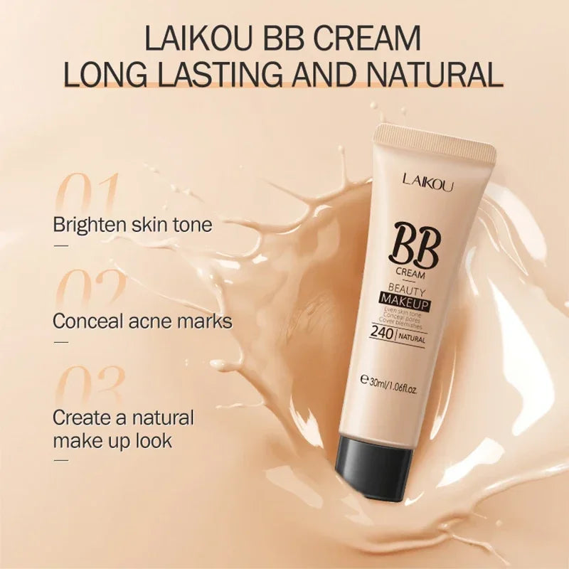 3 couleurs BB Cream Isolation Crème Fond de teint liquide Contrôle de l’huile hydratante Maquillage longue durée Primer naturel imperméable pour le visage