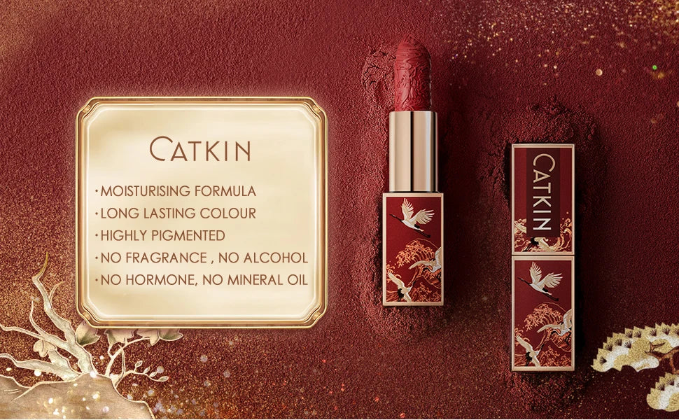 CATKIN-Rouge à lèvres 256 infusé de vitamine E, longue durée 24h, léger, doux et ultra hydratant, ensemble de 2 pièces