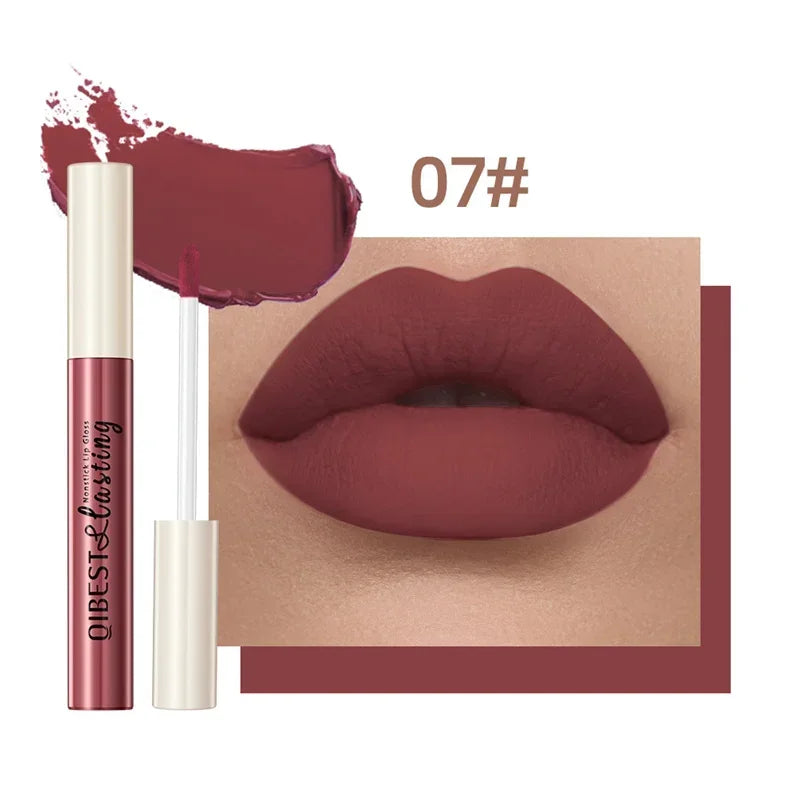 QIBEST 24 couleurs Rouge à lèvres liquide mat Imperméable Velours longue durée Brillant à lèvres rouge Teinte Maquillage Rouges à lèvres cosmétiques Brillants à lèvres