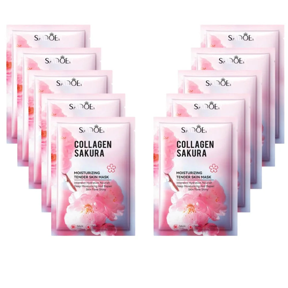 Sakura – masque Facial au collagène, hydratant, raffermissant, anti-rides, estompe les ridules, soins de beauté pour la peau, 1/3/5/10 pièces