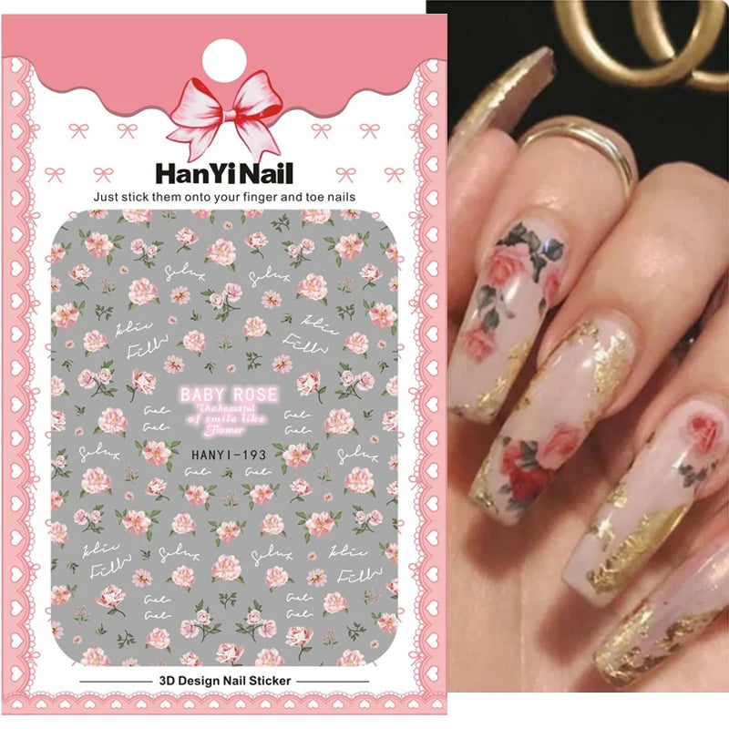Autocollants 3D pour art des ongles , rose clair, violet, pétales de fleurs, décalcomanies pour décoration de manucure, salon de beauté, été
