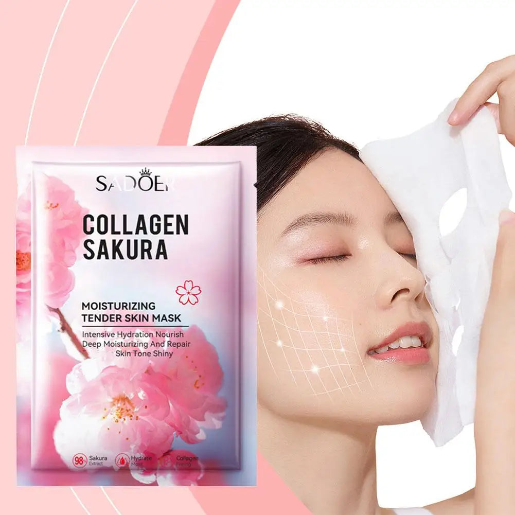 Sakura – masque Facial au collagène, hydratant, raffermissant, anti-rides, estompe les ridules, soins de beauté pour la peau, 1/3/5/10 pièces