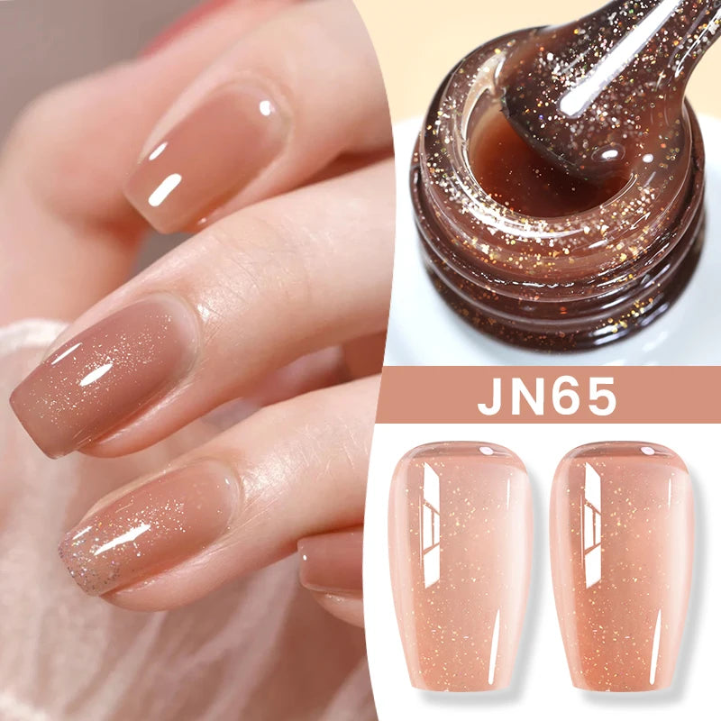 BORN PRETTYvernis à Ongles Gel, Semi Transparent, Soak Off UV LED, Vernis à Ongles Nude, N64.Gel Varjuvening,Art des ongles, 50 Couleurs, 10ml