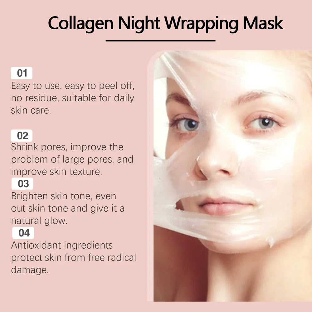 Ensemble masque de nuit au collagène, ensemble de masque facial à décoller, masque d’emballage de nuit au collagène coréen, hydrate profondément, crème de masque de soins de nuit