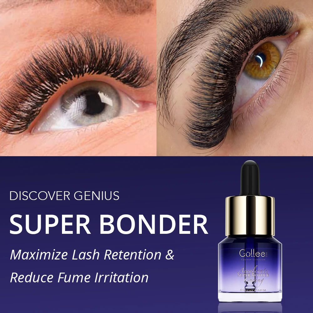 Colle pour Extensions Primer 15ML Eyelash Super Bonder Augmentation de la durabilité Aide Eyelashe Bonder Fixation Durable Adhésif Maquillage