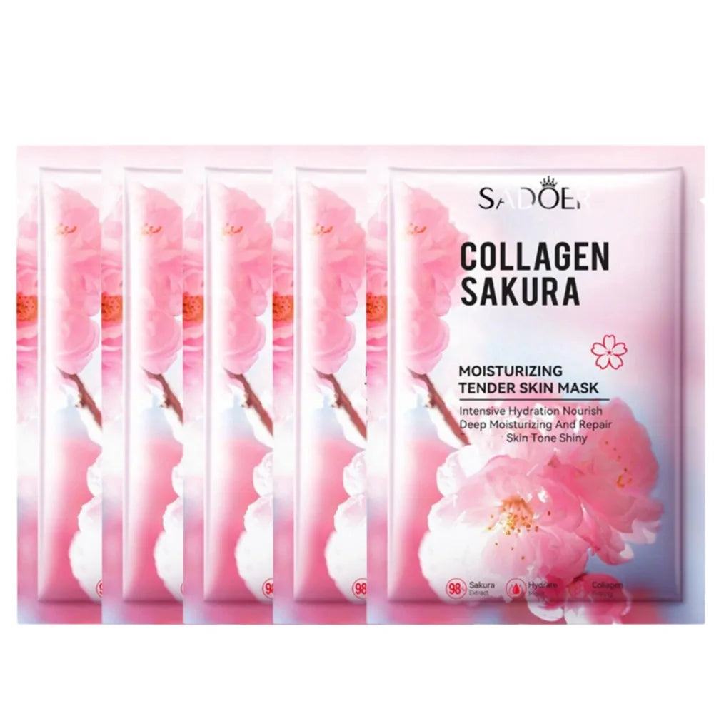 Sakura – masque Facial au collagène, hydratant, raffermissant, anti-rides, estompe les ridules, soins de beauté pour la peau, 1/3/5/10 pièces
