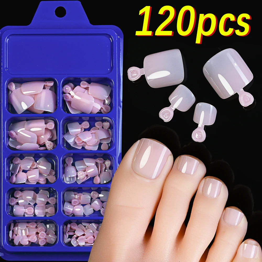 Ongles d’orteils Hotpress     Ongles carrés                  Couverture complète Faux ongles       Conseils pour l’été                 Pointe d’ongle Extension 120 pcs divers couleurs