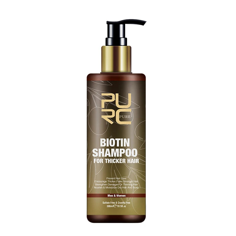 PURC biotine croissance des cheveux shampooing Anti perte de cheveux réparation endommagé frisottis huile d'argan traitement du cuir chevelu produits de soins capillaires