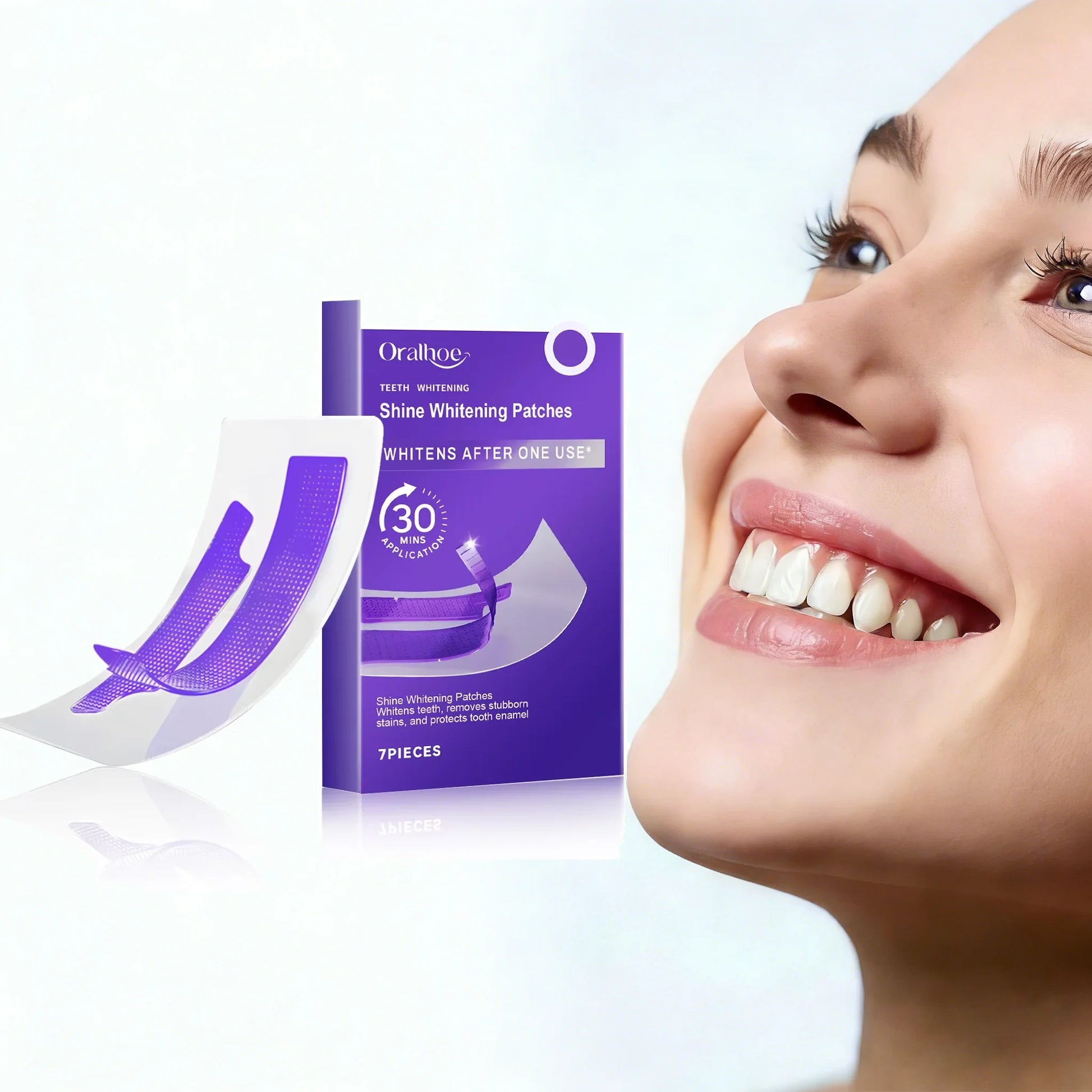 Oralhoe 7pcs Bandes de blanchiment des dents Enlever la plaque jaune Sourire parfait Menthe Souffle frais Peroxyde Sans dents Bandes de blanchiment