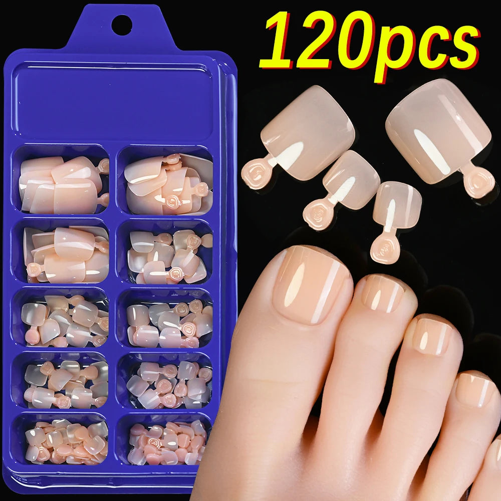 Ongles d’orteils Hotpress     Ongles carrés                  Couverture complète Faux ongles       Conseils pour l’été                 Pointe d’ongle Extension 120 pcs divers couleurs