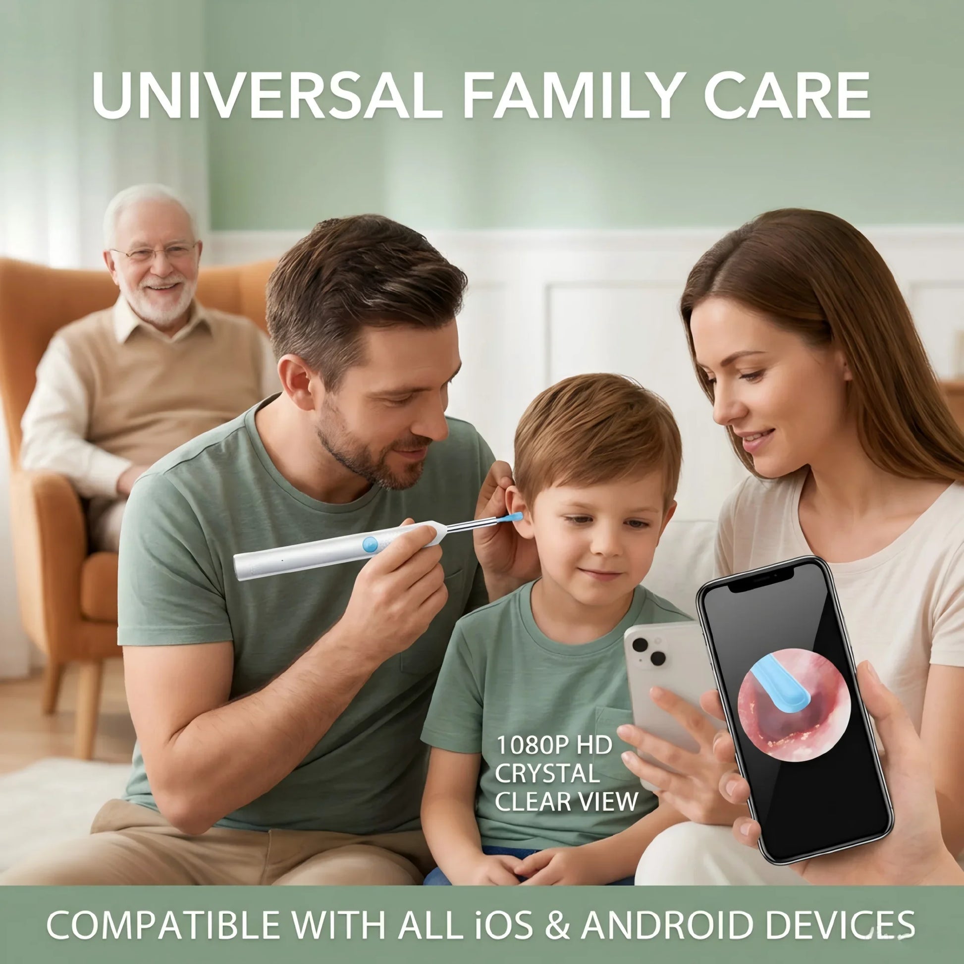 Outil de nettoyage d'oreilles sans fil avec caméra - Nettoyeur d'oreilles visuel étanche IP67 avec lumière LED et curette en silicone souple pour usage domestique