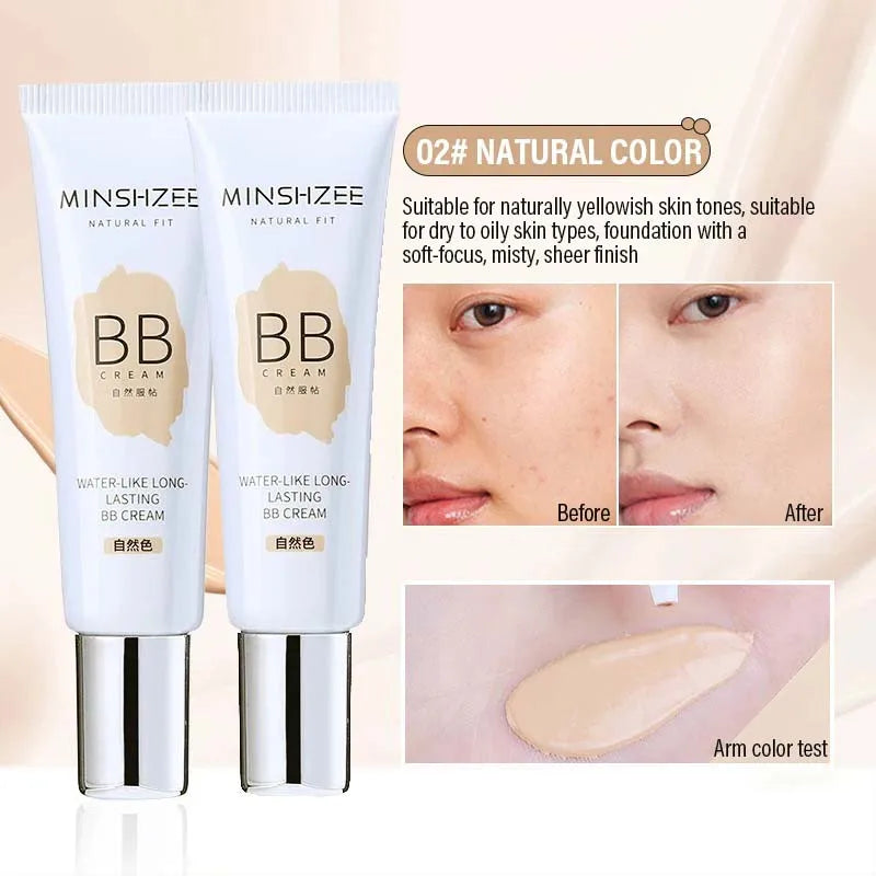BB crème Fond de teint liquide hydratant, imperméable, longue durée, couleur ivoire, base naturelle, correcteur, maquillage léger et non collant