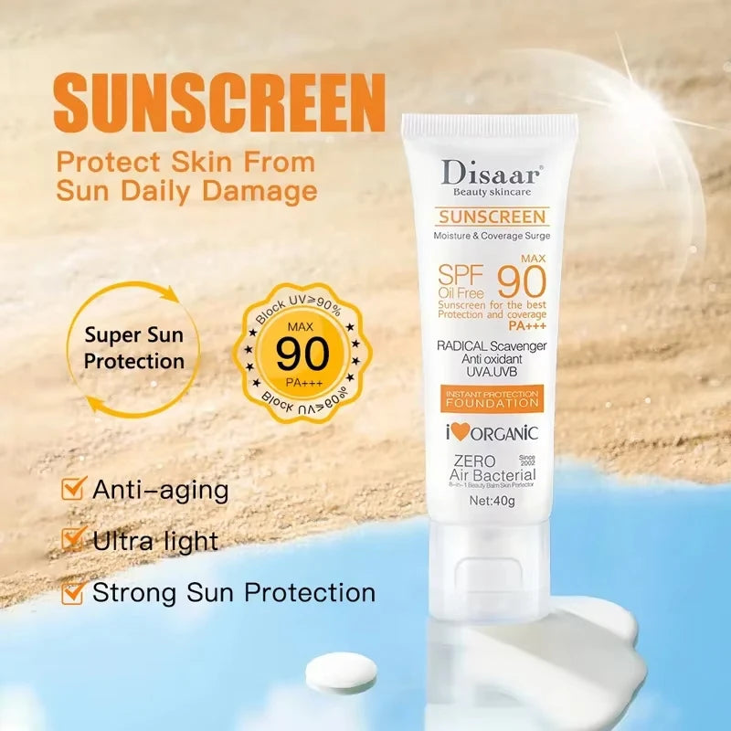 Écran solaire SPF90+ Protection contre les rayonnements UV Hydratant Visage Corps Bras Cuisses Crème solaire Soins de la peau