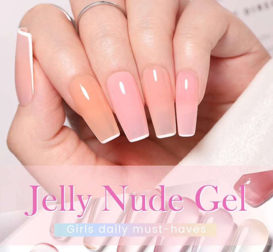BORN PRETTYvernis à Ongles Gel, Semi Transparent, Soak Off UV LED, Vernis à Ongles Nude, N64.Gel Varjuvening,Art des ongles, 50 Couleurs, 10ml