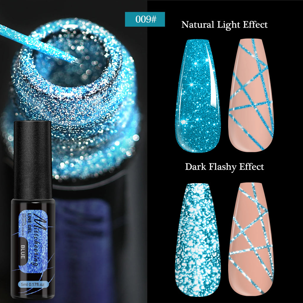 Gold Silver Glitter Liner Gel Nail Polish Super Bright Sparkling Glow In Dark French Line Semi Permanent Nail Painting UV Gel