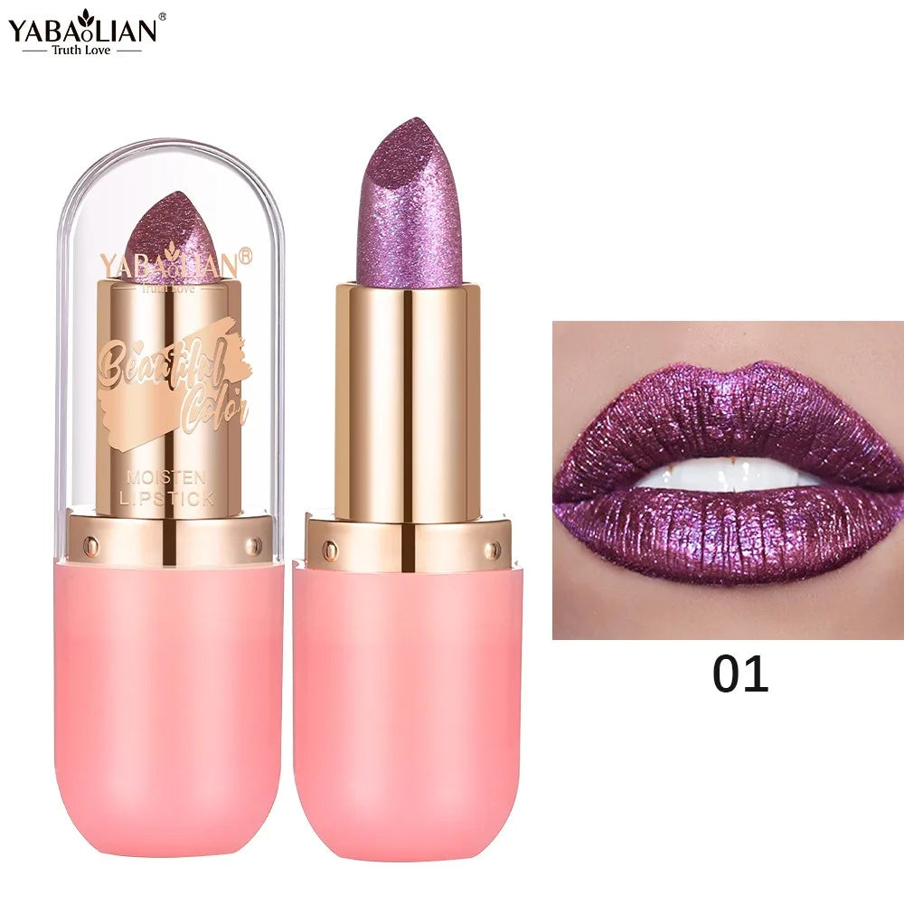 Rouge à lèvres caméléon Violet métallique, couleur changeante, mat, paillettes, diamant, imperméable, perle brillante, brillant, maquillage Sexy
