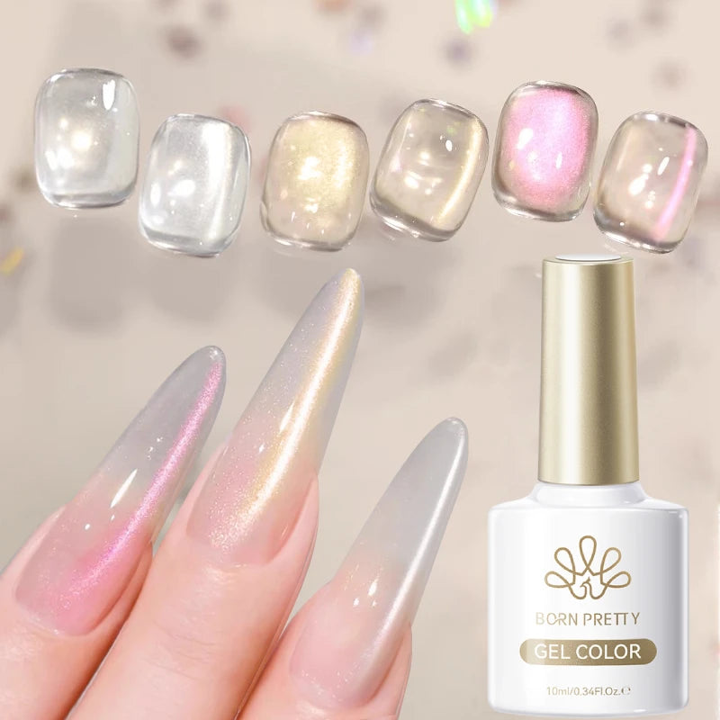 BORN PRETTY 10ml Gold Water Light Cat Magnetic Gel Polish Spaking Glitter Crystal Black Soak Off UV LED Vernis Manucure
