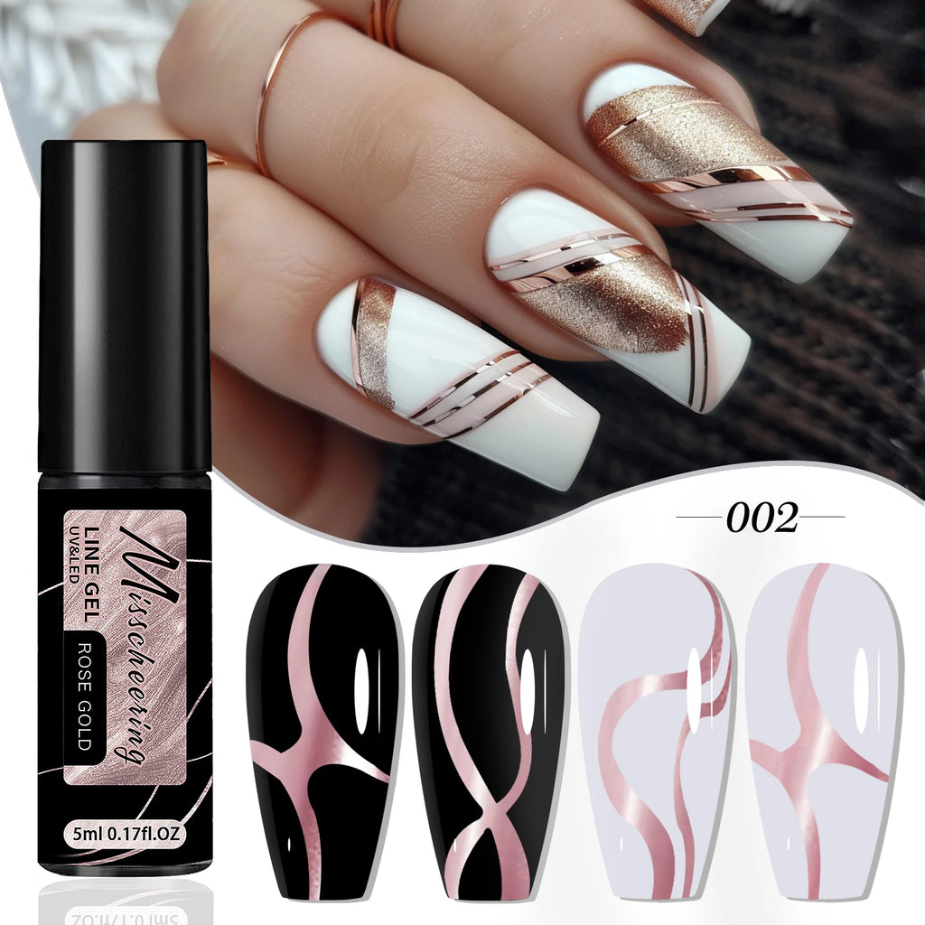 Gold Silver Glitter Liner Gel Nail Polish Super Bright Sparkling Glow In Dark French Line Semi Permanent Nail Painting UV Gel