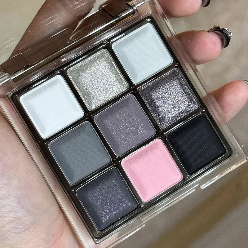 Ombre à paupières Noir Rouge Punk Fumé 9 Couleur Perle Froid Couleur Sombre Maquillage Ombre à Paupières Palette Durable Ombre à Paupières À Paillettes Imperméable
