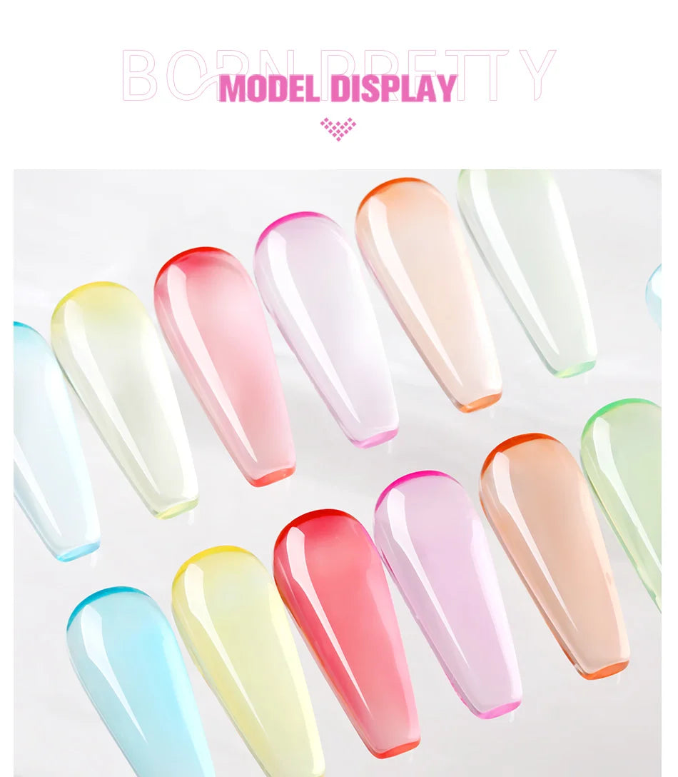 BORN PRETTYvernis à Ongles Gel, Semi Transparent, Soak Off UV LED, Vernis à Ongles Nude, N64.Gel Varjuvening,Art des ongles, 50 Couleurs, 10ml