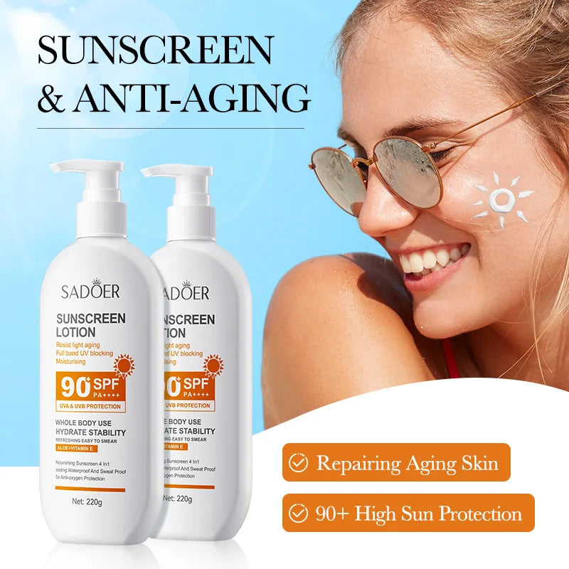 Lotion solaire pour le corps et le visage, Super 220g, petit format 50g, SPF 90 PA utilisation pour tout le corps