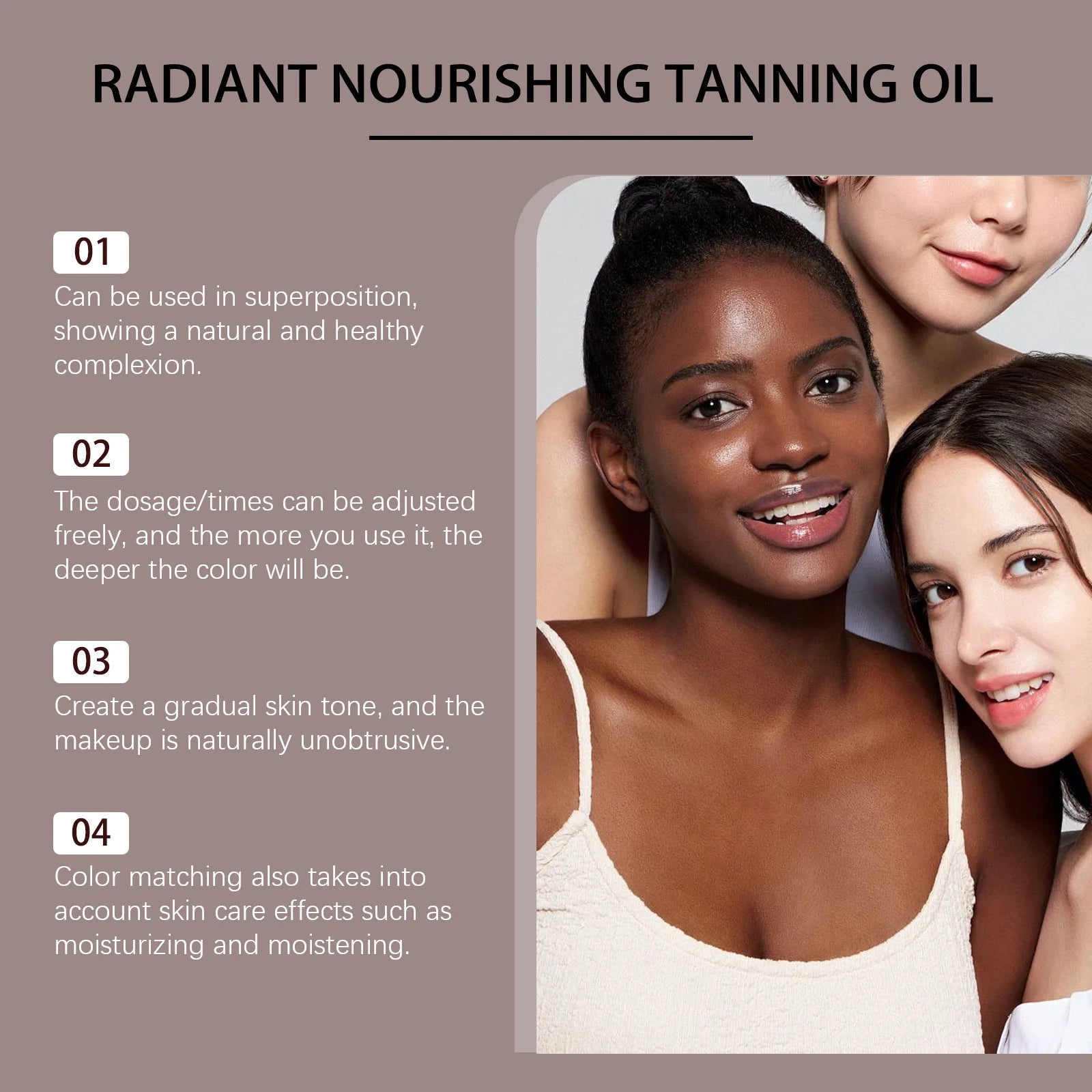 Huile de bronzage nourrissante, huile de bronzage durable pour un éclat hâlé, soin hydratant pour la peau, idéal pour les séances de bronzage en plein air et à la plage