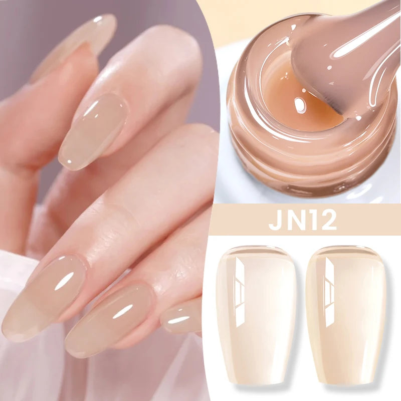 BORN PRETTYvernis à Ongles Gel, Semi Transparent, Soak Off UV LED, Vernis à Ongles Nude, N64.Gel Varjuvening,Art des ongles, 50 Couleurs, 10ml