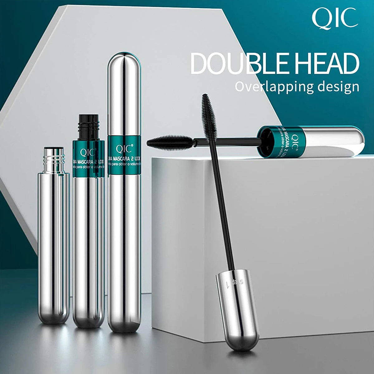 InjFiber-Mascara imperméable double en un, extension de cils, noir, optique, allongement des cils, cosmétiques