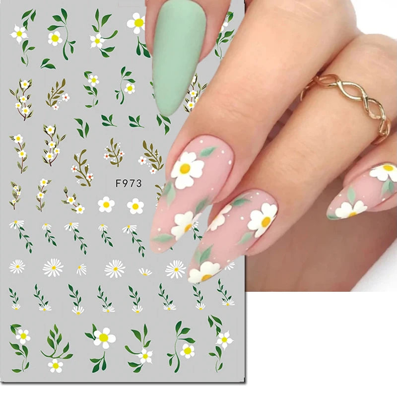 Autocollants 3D pour art des ongles , rose clair, violet, pétales de fleurs, décalcomanies pour décoration de manucure, salon de beauté, été