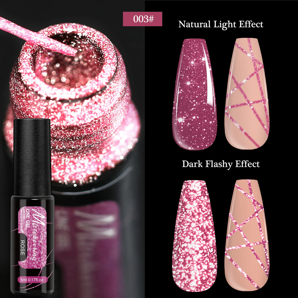 Gold Silver Glitter Liner Gel Nail Polish Super Bright Sparkling Glow In Dark French Line Semi Permanent Nail Painting UV Gel
