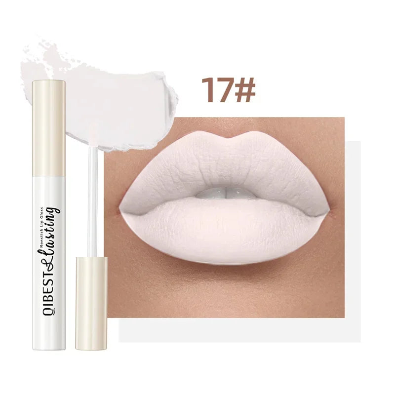 QIBEST 24 couleurs Rouge à lèvres liquide mat Imperméable Velours longue durée Brillant à lèvres rouge Teinte Maquillage Rouges à lèvres cosmétiques Brillants à lèvres