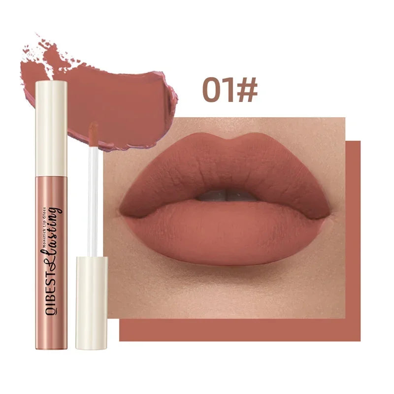 QIBEST 24 couleurs Rouge à lèvres liquide mat Imperméable Velours longue durée Brillant à lèvres rouge Teinte Maquillage Rouges à lèvres cosmétiques Brillants à lèvres