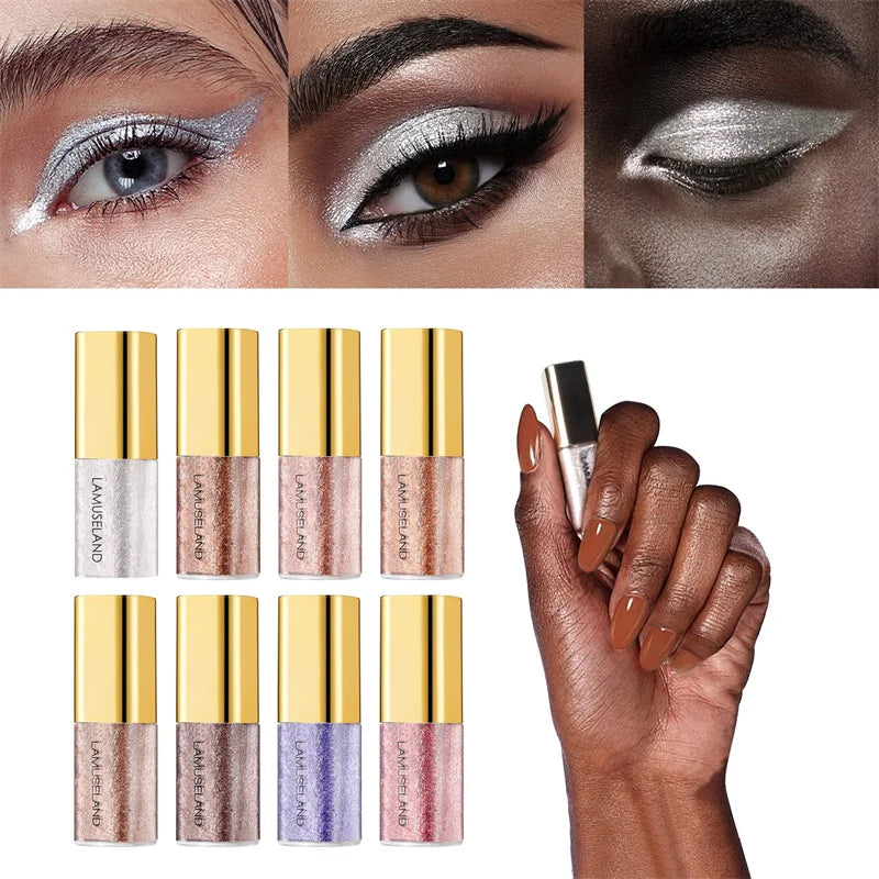Fard à paupières liquide nacré, 8 couleurs, scintillant fin, scintillant, haute brillance, maquillage longue durée et résistant aux taches
