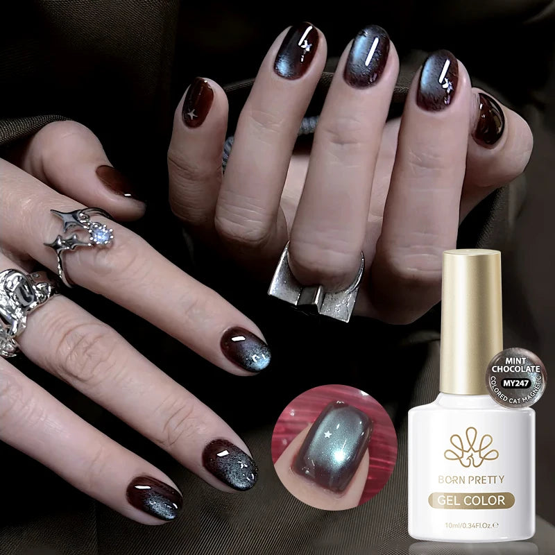 BORN PRETTY 10ml Gold Water Light Cat Magnetic Gel Polish Spaking Glitter Crystal Black Soak Off UV LED Vernis Manucure