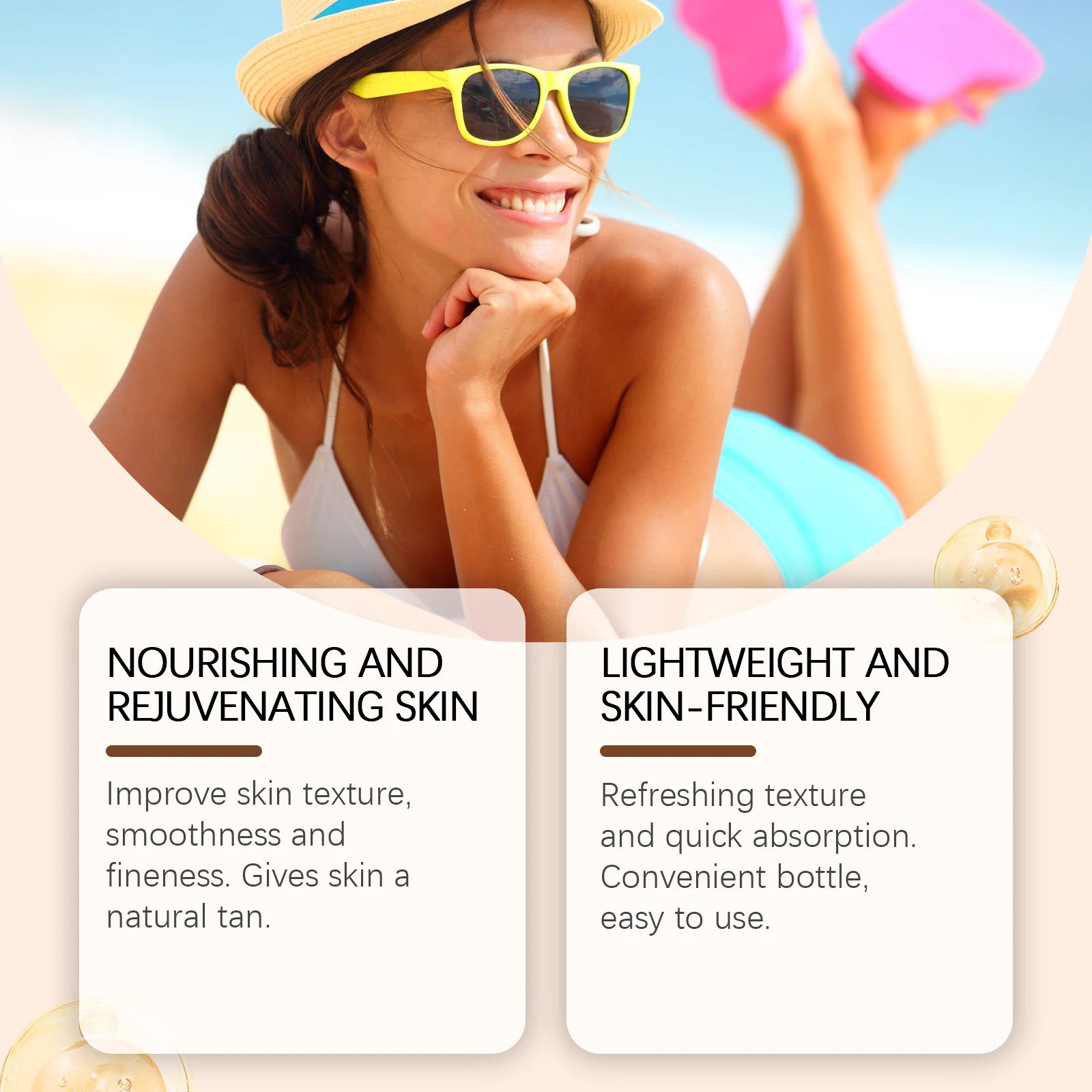O  CEAURA huile de bronzage foncée de noix de coco bronzante longue durée sans soleil, Lotion pour le corps 100ml