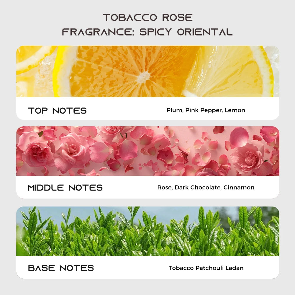 Parfum TROVEZ Tabac Rose 100ml Parfum longue durée Parfum riche Spray corporel Parfums pour hommes