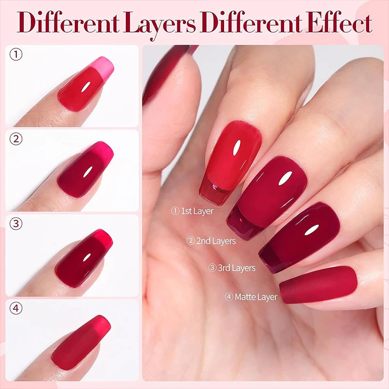 BORN PRETTYvernis à Ongles Gel, Semi Transparent, Soak Off UV LED, Vernis à Ongles Nude, N64.Gel Varjuvening,Art des ongles, 50 Couleurs, 10ml