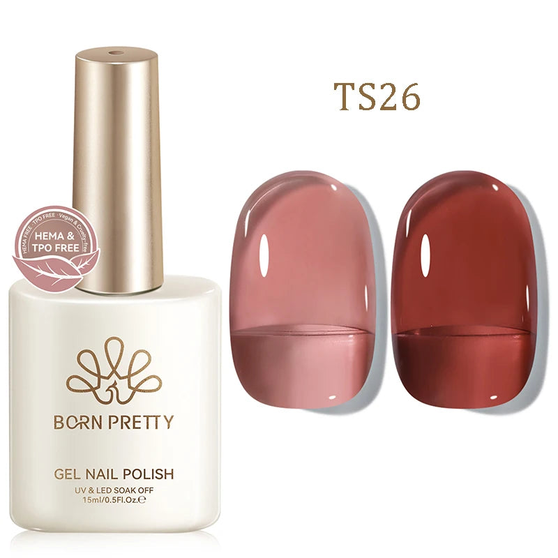 BORN PRETTY 15ml Gel Polish Pink Nude Glitter Soak Off LED UV Gel Semi Permanent Nail Art Manucure Gel Vernis